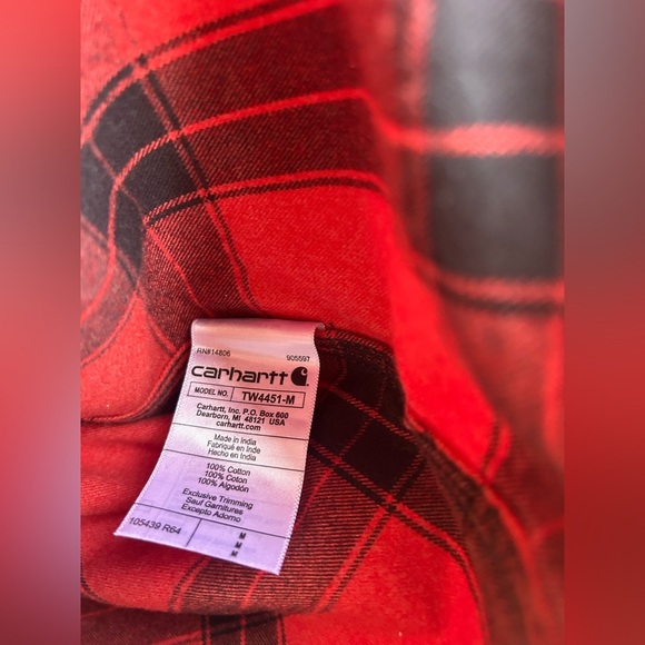 Carhartt Mens Shacket Sz M Heavy Flannel Button Front Shirt Outdoor Work Plaid - Picture 4 of 7